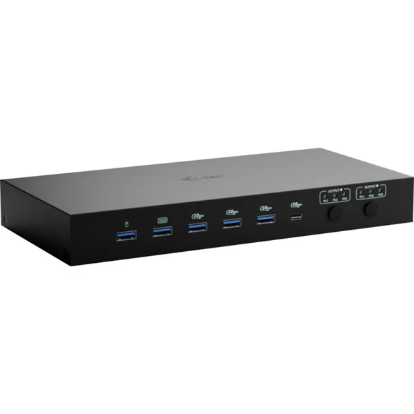 i-tec USB-C KVM Docking Station, Dockingstation (schwarz, für Drei Ausgangsgeräte, Zwei Displays, Power Delivery)