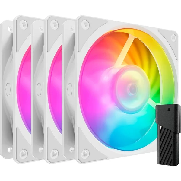 Cooler Master Mobius 120P ARGB 120x120x25, Gehäuselüfter (weiß, 3er Pack, 120 mm)