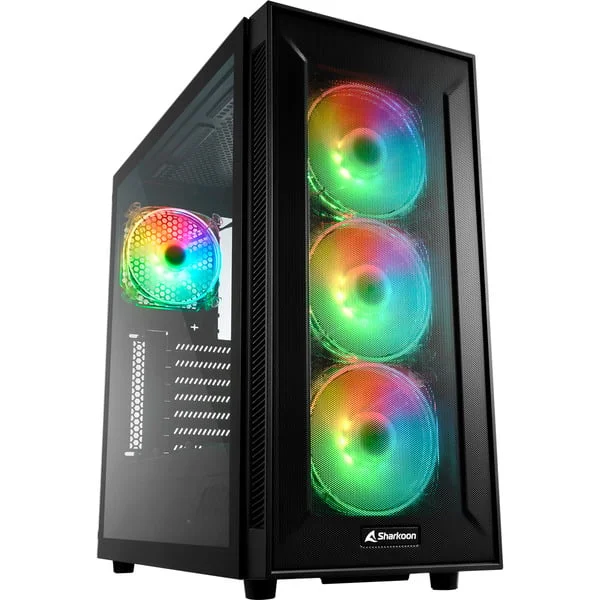 Sharkoon TG6M RGB Generalüberholt, Tower-Gehäuse (schwarz, Seitenteil aus gehärtetem Glas)