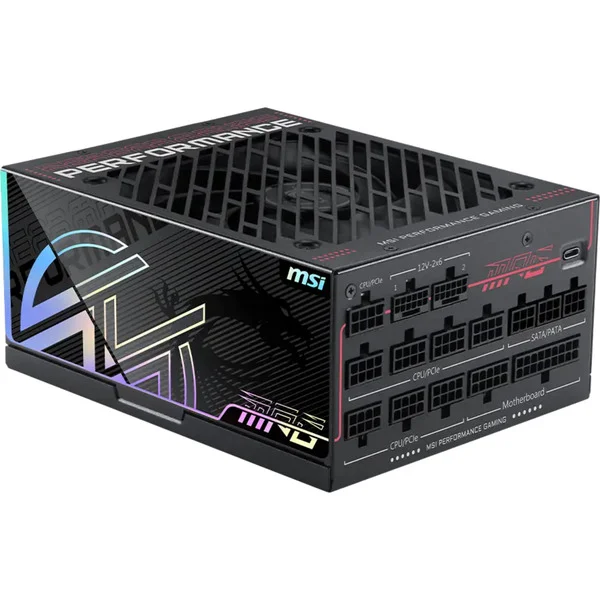 MSI MPG Ai1300TS PCIE5, PC-Netzteil (schwarz, 2x 12-Pin High Power GPU, 7x PCIe, Kabelmanagement, 1300 Watt)