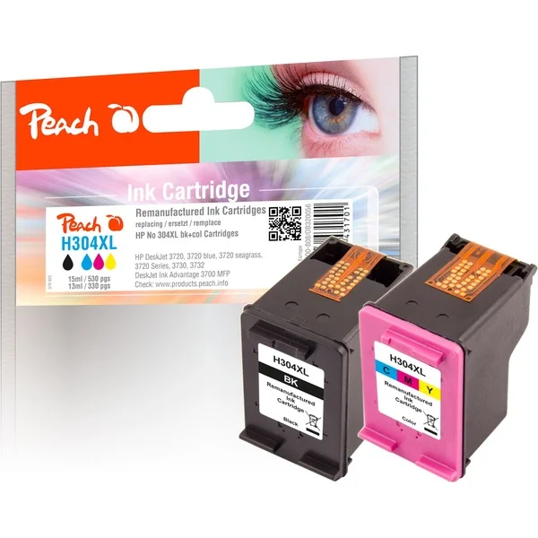 Peach Tinte schwarz + color PI300-808 (kompatibel zu HP 304XL)