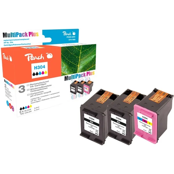 Peach Tinte 2x schwarz + color PI300-803 (kompatibel zu HP 304)
