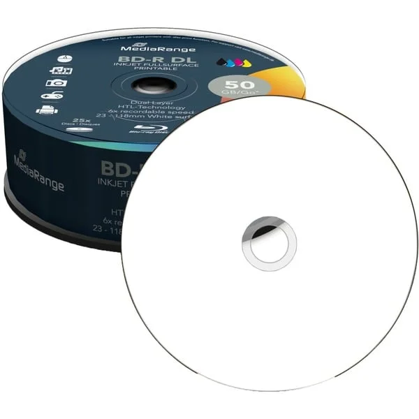 MediaRange BD-R Dual Layer 50 GB, Blu-ray-Rohlinge (6-fach, 25 Stück)
