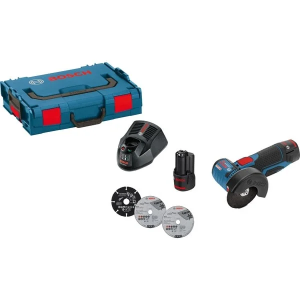 Bosch Professional Akku-Winkelschleifer GWS 12V-76 Professional, 12Volt (blau/schwarz, 2x Li-Ionen Akku 3,0Ah, in L-BOXX)
