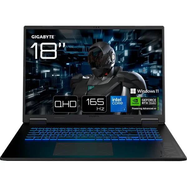 GIGABYTE GAMING A18 PRO DYJ, Gaming-Notebook (schwarz, Intel® Core™ 7 240H, NVIDIA GeForce RTX 5080, 32 GB DDR5, 1 TB (1 TB SSD), Windows 11 Home)