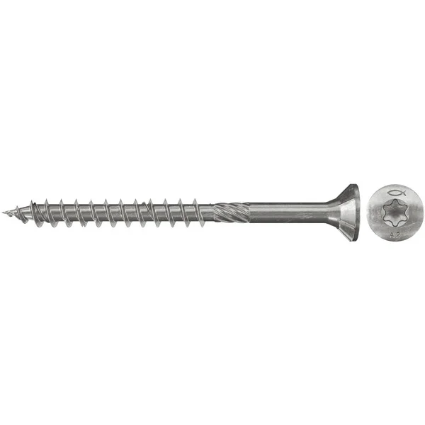 fischer Spanplattenschraube PowerFast 6,0x200 Senkkopf TX (100 Stück, mit Teilgewinde, Edelstahl A2)