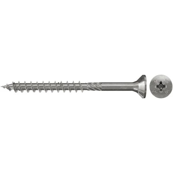 fischer Spanplattenschraube PowerFast 6,0 x 120 Senkkopf PZ (100 Stück, Teilgewinde, nicht rostender Stahl A2)