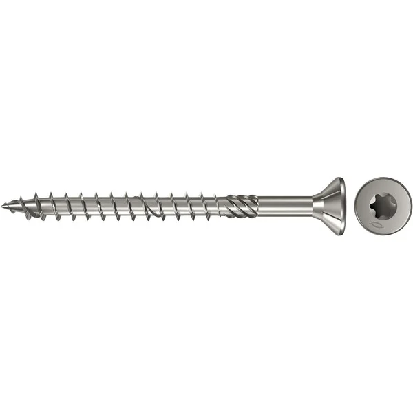 fischer Spanplattenschraube PowerFast 6,0x120 Senkkopf TX (100 Stück, mit Teilgewinde, Edelstahl A4)