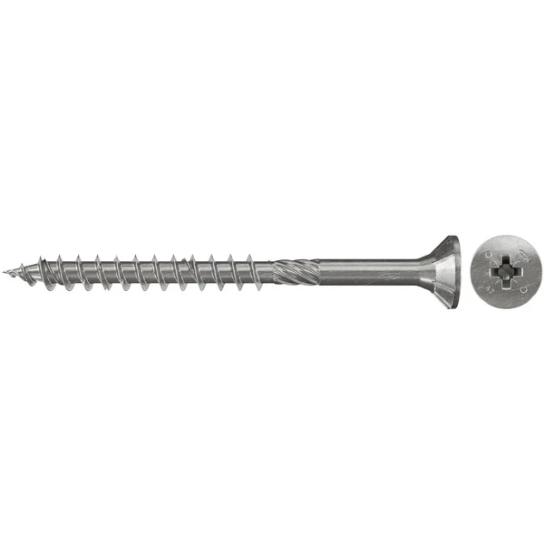 fischer Spanplattenschraube PowerFast 5,0 x 80 Senkkopf PZ (100 Stück, Teilgewinde, nicht rostender Stahl A2)