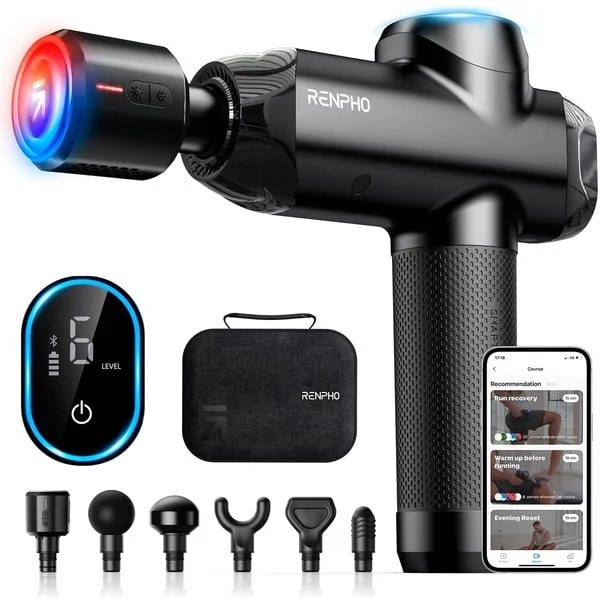 Renpho Power+ Thermacool Massage Gun, Massagegerät (schwarz)
