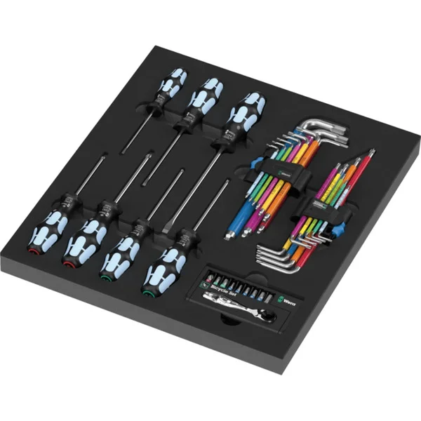 Wera 9760 Schaumstoffeinlage Stainless Set 1, Schraubendreher (schwarz/mehrfarbig, 36-teilig, für Tool Rebel Werkstattwagen)