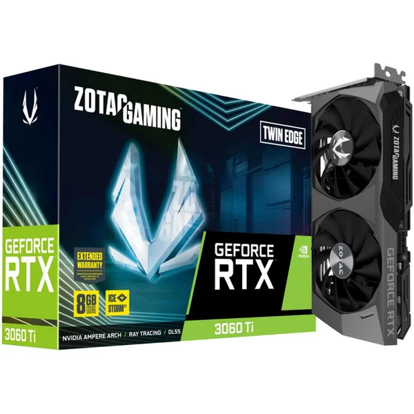 ZOTAC GeForce RTX 3060 Ti TWIN EDGE LHR Generalüberholt, Grafikkarte (Lite Hash Rate, 3x DisplayPort, 1x HDMI 2.1)