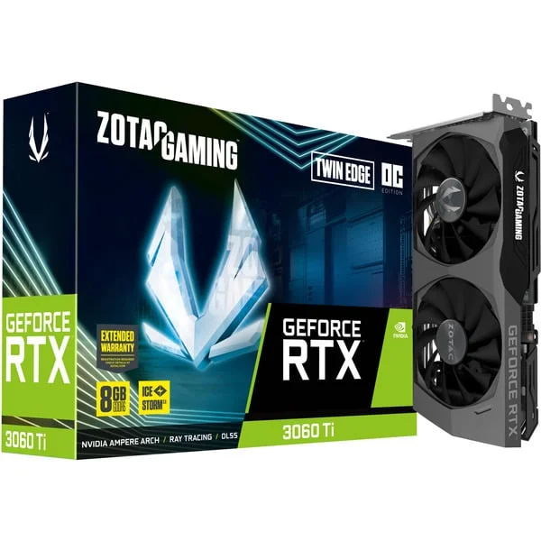ZOTAC GeForce RTX 3060 Ti TWIN EDGE OC LHR Generalüberholt, Grafikkarte (Lite Hash Rate, 3x DisplayPort, 1x HDMI 2.1)