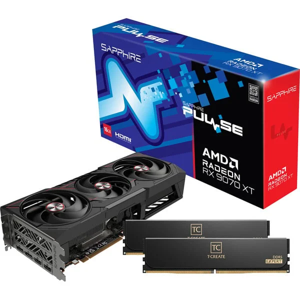 ALTERNATE SAPPHIRE Radeon RX 9070 XT Pulse + 32GB DDR5-6000 (2x 16GB) CL30, PC-Aufrüstkit (schwarz)