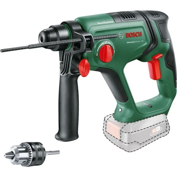 Bosch Heimwerken & Garten Akku-Bohrhammer UniversalHammer 18V BARETOOL, Adapter (grün/schwarz, ohne Akku und Ladegerät, POWER FOR ALL ALLIANCE)