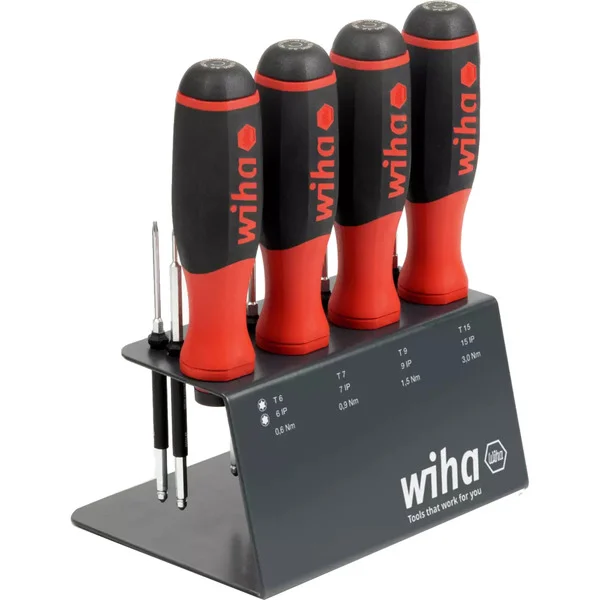 Wiha Drehmoment-Schraubendreher Set easyTorque, 13-teilig (schwarz/rot, mit Werkbankständer)
