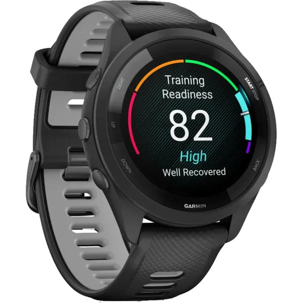 Garmin Forerunner 265, Smartwatch (schwarz/hellgrau, 46 mm, Silikon-Armband)