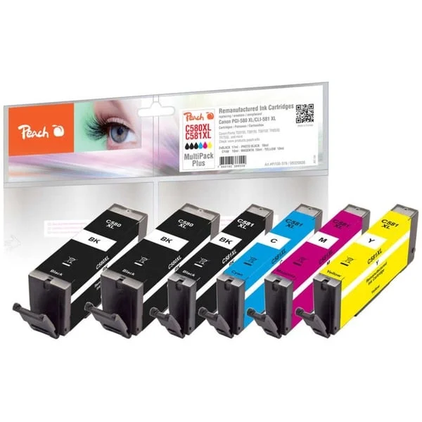 Peach Tinte Spar Pack Plus PI100-379 (kompatibel zu Canon PGI-580XL, CLI-581XL)