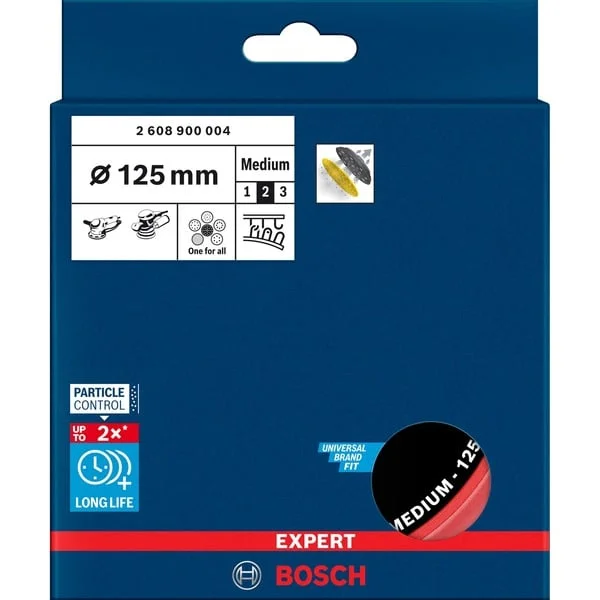 Bosch Professional Expert Multiloch Universalstützteller, mittelhart, Ø125mm, M8+5/16", Schleifteller (schwarz, für Exzenterschleifer)