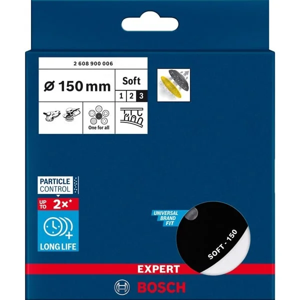 Bosch Professional Expert Multiloch Universalstützteller, weich, Ø150mm, M8+5/16", Schleifteller (schwarz, für Exzenterschleifer)