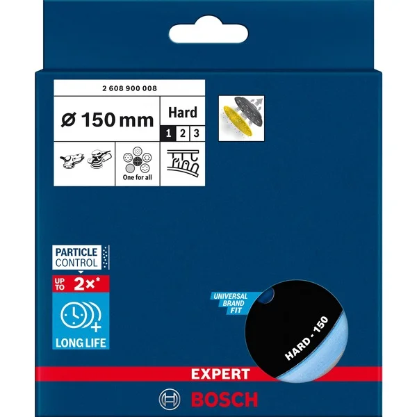 Bosch Professional Expert Multiloch Universalstützteller, hart, Ø150mm, M8+5/16", Schleifteller (schwarz, für Exzenterschleifer)
