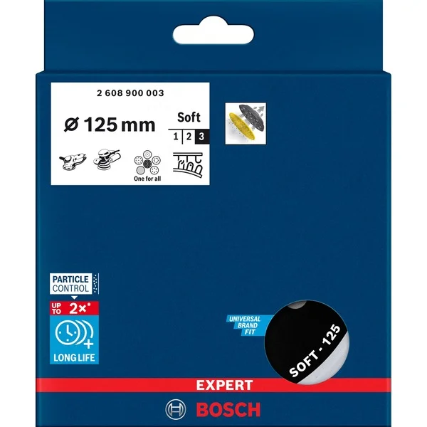 Bosch Professional Expert Multiloch Universalstützteller, weich, Ø125mm, M8+5/16", Schleifteller (schwarz, für Exzenterschleifer)