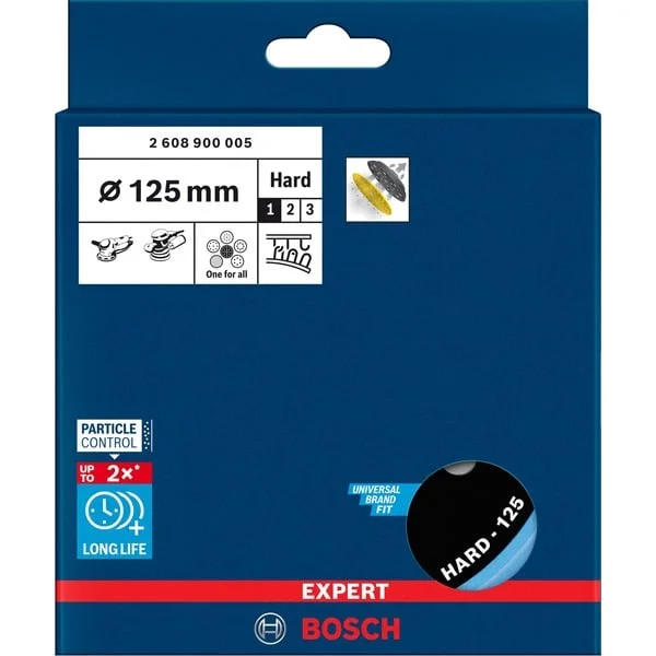 Bosch Professional Expert Multiloch Universalstützteller, hart, Ø125mm, M8+5/16", Schleifteller (schwarz, für Exzenterschleifer)
