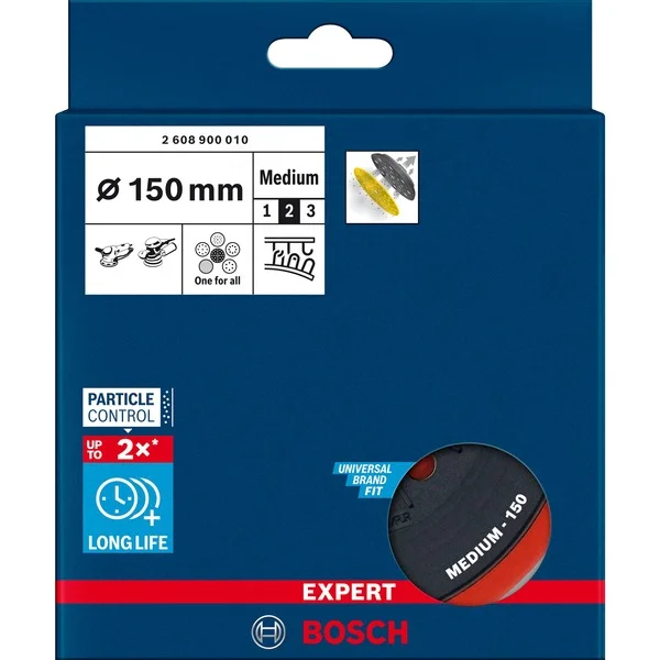 Bosch Professional Expert Multiloch Stützteller, mittelhart, Ø150mm, M8, Schleifteller (schwarz, für Bosch Exzenterschleifer)