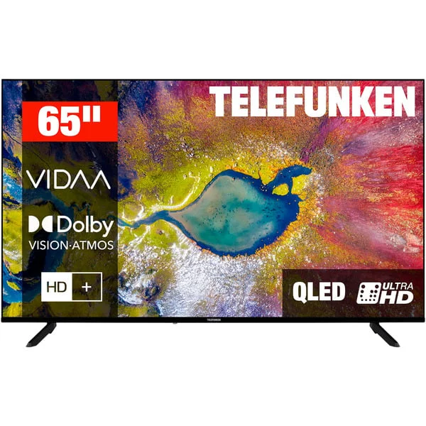 Telefunken D65Q920B2CW, QLED-Fernseher (164 cm (65 Zoll), schwarz, UltraHD/4K, VIDAA OS-Betriebssystem)