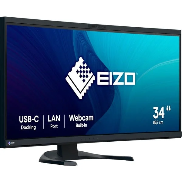 EIZO FlexScan EV3450XC-BK, LED-Monitor (86.7 cm (34.1 Zoll), schwarz, UWQHD, IPS, Webcam, Mikrofon, USB-C)