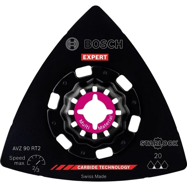 Bosch Professional Expert Carbide Schleifplatte AVZ 90 RT2 MultiMaterial, Ø 90mm, Schleifscheibe (10 Stück, Starlock, K20)