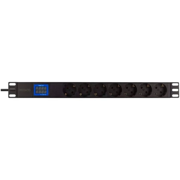 BlueWalker Powerwalker PDU LC-16A 7x CEE 7/3, Stromversorgung (schwarz, 1 Höheneinheit (IEC C20 Input))