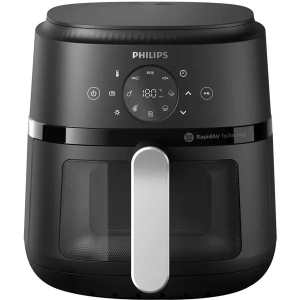 Philips Airfryer 2000 series, NA221/00, Heißluftfritteuse (schwarz/silber, 1.500 Watt, Korb 4,2 Liter)