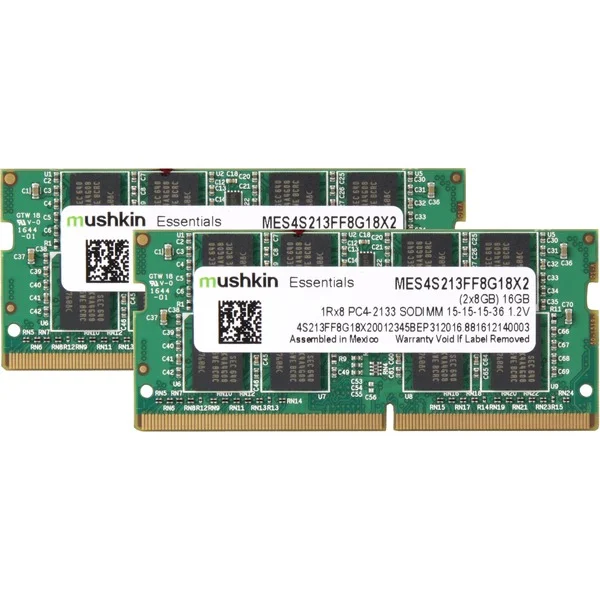 Mushkin SO-DIMM 16 GB DDR4-2133 (2x 8 GB) Dual-Kit, Arbeitsspeicher (MES4S213FF8G18X2, Essentials)