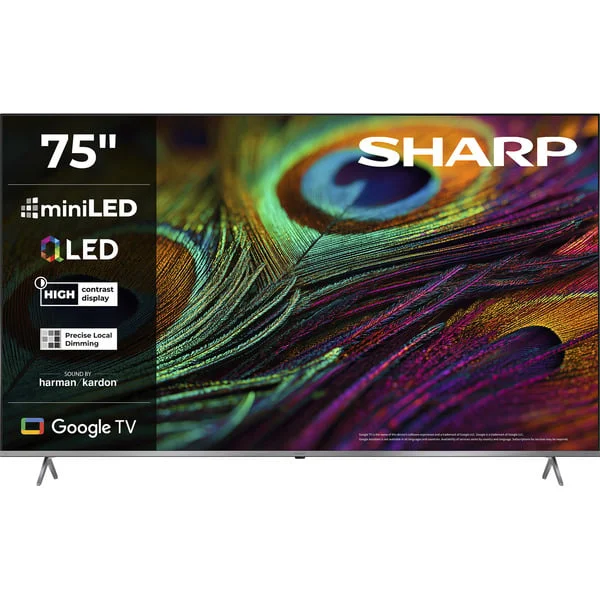 SHARP 75JP7765E, QLED-Fernseher (189 cm (75 Zoll), schwarz/silber, UltraHD/4K, MiniLED Google TV)