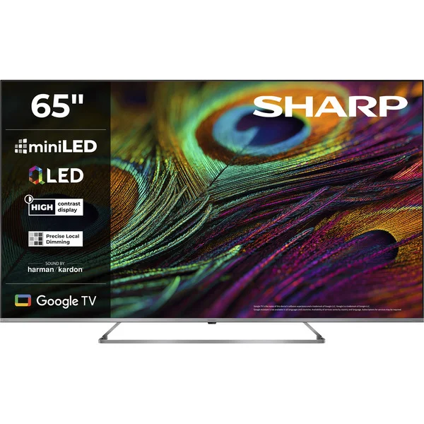 SHARP 65JP7765E, QLED-Fernseher (164 cm (65 Zoll), schwarz/silber, UltraHD/4K, MiniLED Google TV)