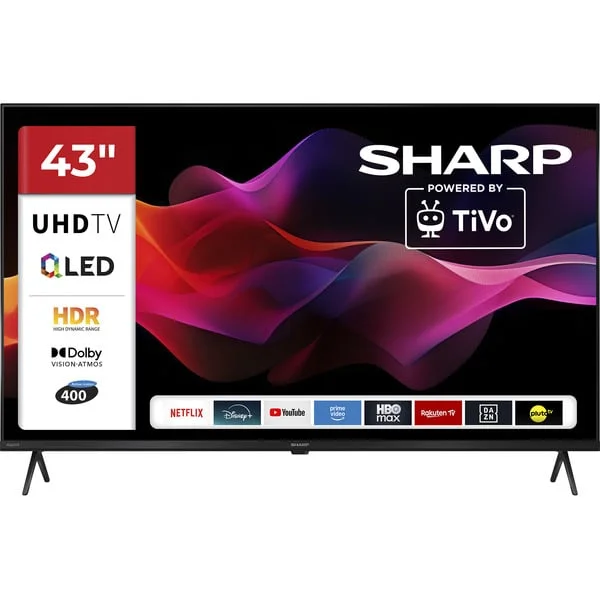 SHARP 43HM5745E, QLED-Fernseher (108 cm (43 Zoll), schwarz, UltraHD/4K, Triple Tuner)