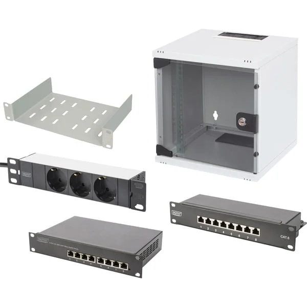 Digitus 25,4 cm (10") Set 1 6HE, IT-Schrank (hellgrau, 6 Höheneinheiten)