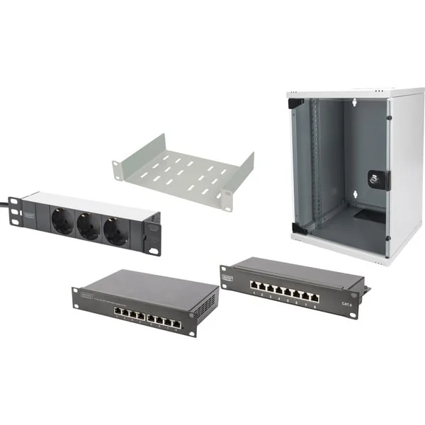 Digitus 25,4 cm (10") Set 2 9H, IT-Schrank (grau, 9 Höheneinheiten)