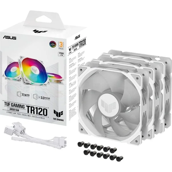 ASUS TUF GAMING TR120 ARGB, Gehäuselüfter (weiß/transparent, 3er Pack, 120 mm)