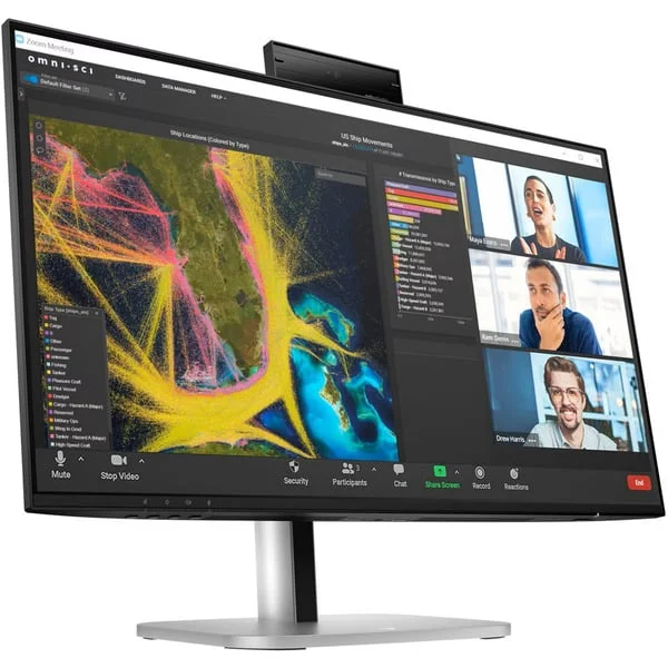 HP Pro 524pm Konferenz-Monitor, LED-Monitor (60.5 cm (23.8 Zoll), schwarz/silber, FullHD, IPS, Webcam, LS, Mikrofon , 100Hz Panel)