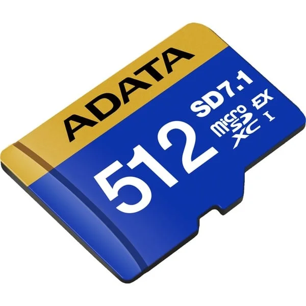 ADATA Premier Extreme microSDXC SD7.1 512 GB, Speicherkarte (blau/gelb, SD7.1 Express, UHS-I U3, Class 10, V30, Nintendo Switch 2 Ready)