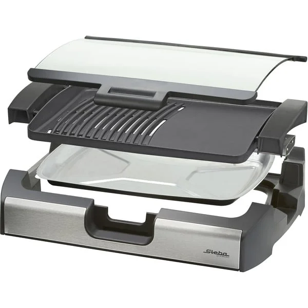 Steba BBQ Tischgrill VG 200 , Elektrogrill (schwarz, 2.200 Watt, mit Glasdeckel)