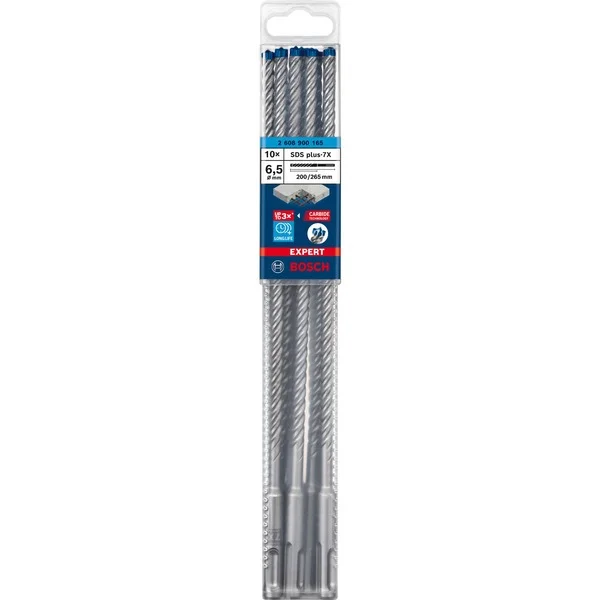 Bosch Professional EXPERT Hammerbohrer SDS-plus-7X, Ø 6,5mm, 10 Stück (Arbeitslänge 200mm)