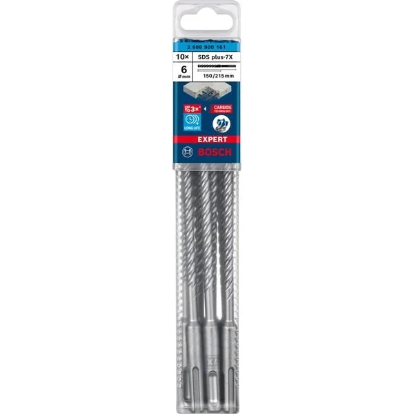 Bosch Professional EXPERT Hammerbohrer SDS-plus-7X, Ø 6mm, 10 Stück (Arbeitslänge 150mm)