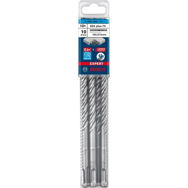 Bosch Professional EXPERT Hammerbohrer SDS-plus-7X, Ø 10mm, 10 Stück (Arbeitslänge 150mm)