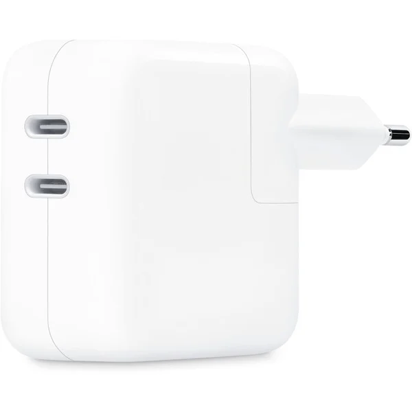 Apple Dual USB-C Power Adapter MW2K3ZM/A, 35 Watt, Ladegerät (weiß, 2x USB-C, ohne Kabel)