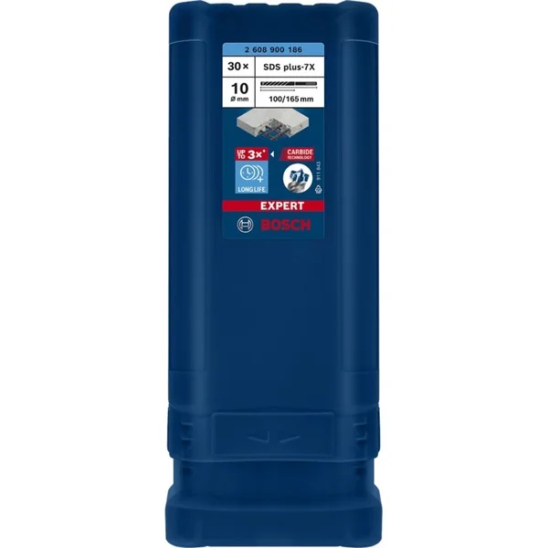 Bosch Professional EXPERT Hammerbohrer SDS-plus-7X, Ø 10mm, 30 Stück (Arbeitslänge 100mm)