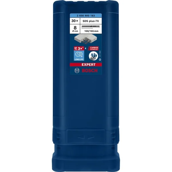 Bosch Professional EXPERT Hammerbohrer SDS-plus-7X, Ø 8mm, 30 Stück (Arbeitslänge 100mm)