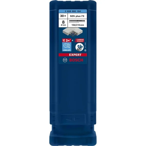 Bosch Professional EXPERT Hammerbohrer SDS-plus-7X, Ø 8mm, 30 Stück (Arbeitslänge 150mm)